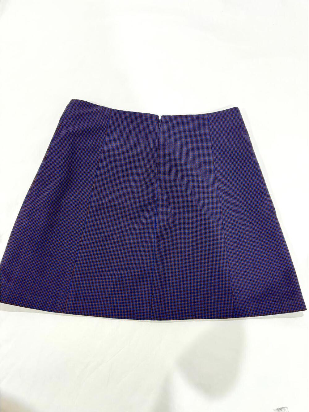 Sunday Best Aritzia Blue Multicolore Plaid Zipper Short Mini Skirt- Size 6 - Picture 2 of 8